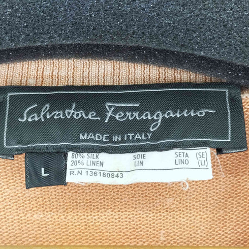 サルヴァトーレフェラガモ Salvatore Ferragamo シルクリネン混Vネックセーター メンズ import:L
