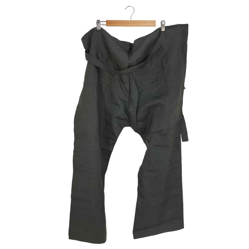 イッセイミヤケメン ISSEY MIYAKE MEN 黒タグ リネン ベルテッド パンツ メンズ FREE