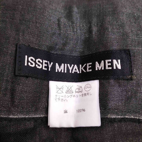 イッセイミヤケメン ISSEY MIYAKE MEN 黒タグ リネン ベルテッド パンツ メンズ FREE
