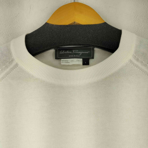 サルヴァトーレフェラガモ Salvatore Ferragamo ワンポイント刺繍コットンニット メンズ import:L