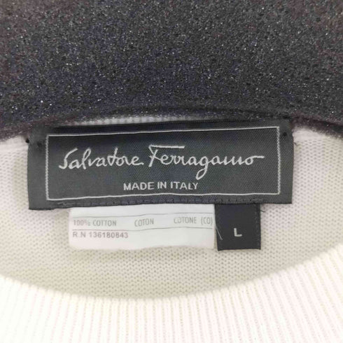 サルヴァトーレフェラガモ Salvatore Ferragamo ワンポイント刺繍コットンニット メンズ import:L
