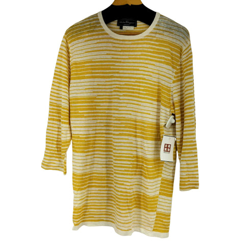 サルヴァトーレフェラガモ Salvatore Ferragamo ボーダーリネンニット レディース import:L