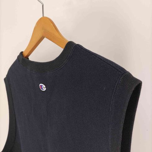 チャンピオン Champion 青単 復刻 REVRSE WEAVE リバースウィーブ 目あり ワッペン 刺繍 ヘビーウエイト ベスト スウェット メンズ import:L