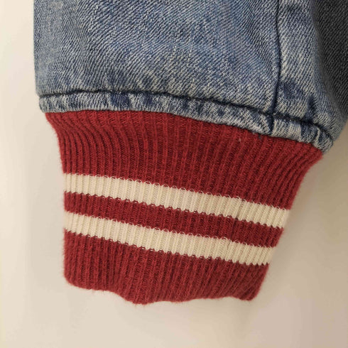 ポロラルフローレン POLO RALPH LAUREN USA VARSITY DENIM JACKET ウォッシュ加工 USAバーシティーデニム ジャケット Pワッペン ライト スタジャン メンズ import:M