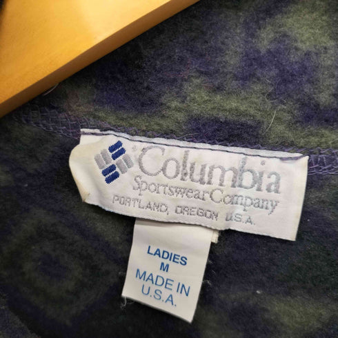 コロンビアスポーツウェア Columbia Sportswear 90S USA製 総柄 ハーフジップ L/S フリース レディース JPN:M