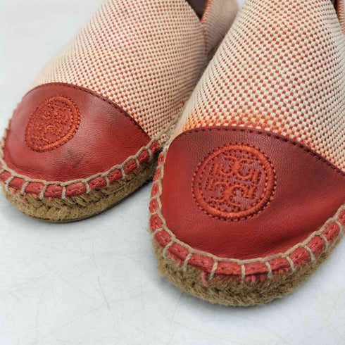 トリーバーチ TORY BURCH ロゴ 刺繍 レザートゥ エスパドリーユ スリッポン レディース 7.5M