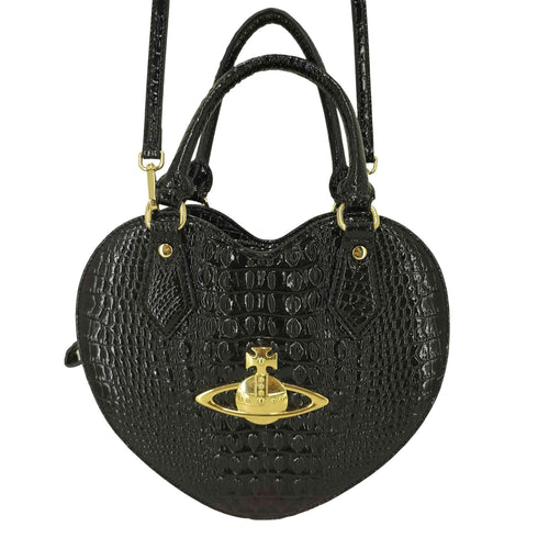 ヴィヴィアンウエストウッドロンドン Vivienne Westwood LONDON オーブ クロコダイル型押し エナメル 2WAY ハート ショルダーバッグ レディース