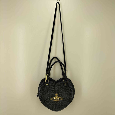 ヴィヴィアンウエストウッドロンドン Vivienne Westwood LONDON オーブ クロコダイル型押し エナメル 2WAY ハート ショルダーバッグ レディース
