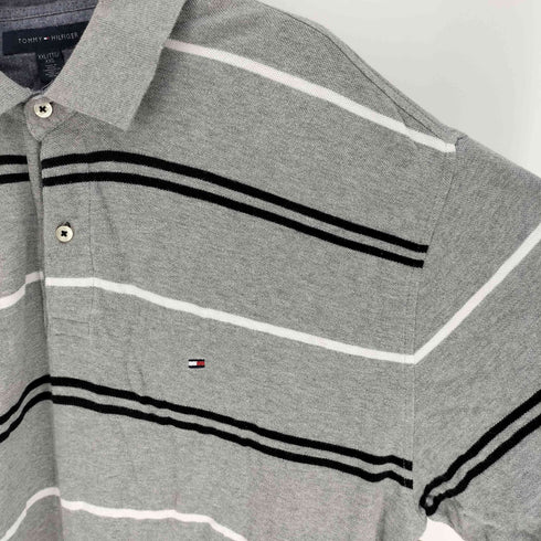 トミーヒルフィガー TOMMY HILFIGER ロゴ 刺繍 ボーダー ポロシャツ ビッグサイズ メンズ import:XXL
