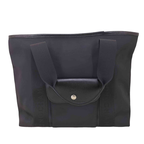 ロンシャン LONGCHAMP ロゴ エンボス加工 レザー 切替 ナイロン トートバッグ レディース
