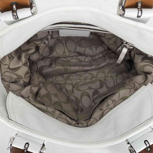 コーチ COACH 裏地 シグネチャー バックル ストラップ レザー ハンドバッグ レディース