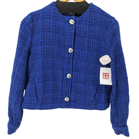ザラ ZARA ノーカラーツイードジャケット レディース import:S