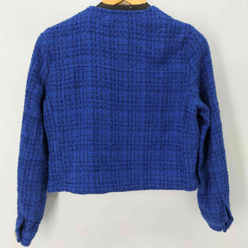 ザラ ZARA ノーカラーツイードジャケット レディース import:S