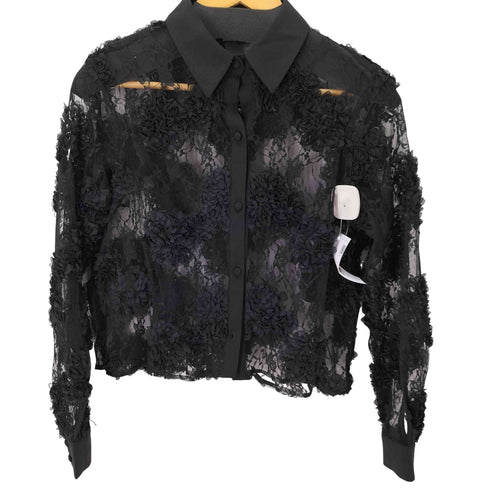 ザラ ZARA L/S 花柄シアーシャツ レディース import:XS