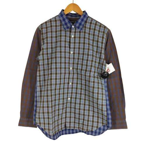 コムデギャルソンオムドゥ COMME des GARCONS HOMME DEUX 16aw テールカット クレイジーパターン切替 チェックシャツ メンズ M