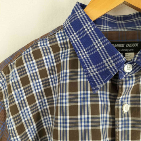 コムデギャルソンオムドゥ COMME des GARCONS HOMME DEUX 16aw テールカット クレイジーパターン切替 チェックシャツ メンズ M