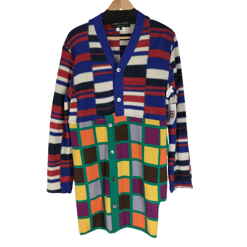 コムデギャルソンオムプリュス COMME des GARCONS HOMME PLUS 20aw Color Resistance カラーレジスタンス期 総柄 ドッキング 切替 ロングカーディガン メンズ M
