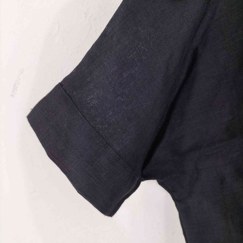 MagicLinen アシンメトリーヘム リネンシャツ ブラック レディース XS-M