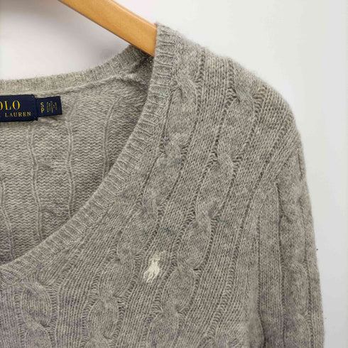 ポロラルフローレン POLO RALPH LAUREN Vネックポニー刺繍ケーブル編みニット レディース import:S