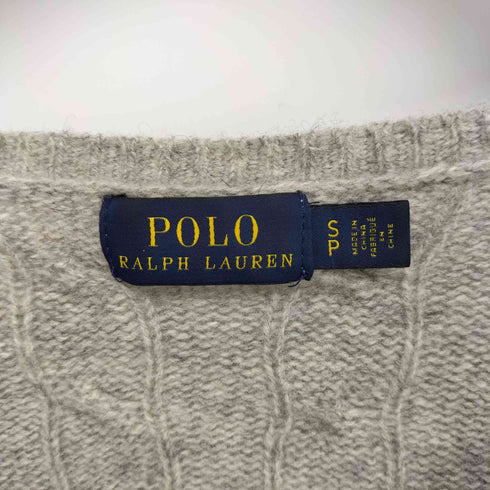 ポロラルフローレン POLO RALPH LAUREN Vネックポニー刺繍ケーブル編みニット レディース import:S