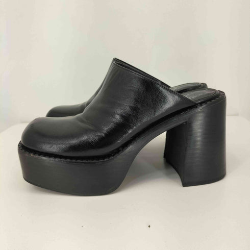ジェフリーキャンベル Jeffrey Campbell レザーヒール スクエアトゥ サボ レディース 37
