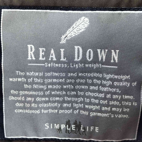 シンプルライフ SIMPLE LIFE REAL DOWNジャケット メンズ import:M