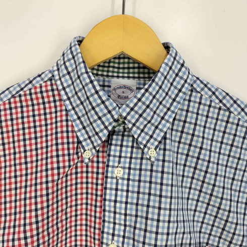 ブルックスブラザーズ BROOKS BROTHERS クレイジーパターン コットン チェック ボタンダウンシャツ メンズ import:S