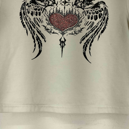 ラインストーン プリントTシャツ レディース JPN:M