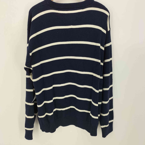 トミーヒルフィガー TOMMY HILFIGER 90S カレッジロゴ刺繍 ボーダー ニット セーター メンズ import:XL