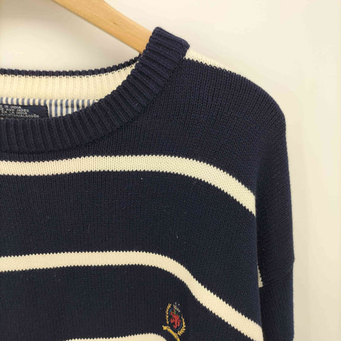 トミーヒルフィガー TOMMY HILFIGER 90S カレッジロゴ刺繍 ボーダー ニット セーター メンズ import:XL