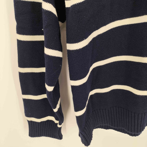 トミーヒルフィガー TOMMY HILFIGER 90S カレッジロゴ刺繍 ボーダー ニット セーター メンズ import:XL