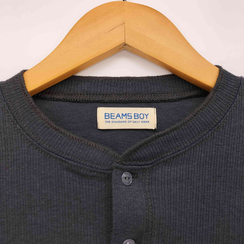 ビームスボーイ BEAMS BOY リブ スウィッチ ヘンリーネック ロングスリーブ Tシャツ レディース