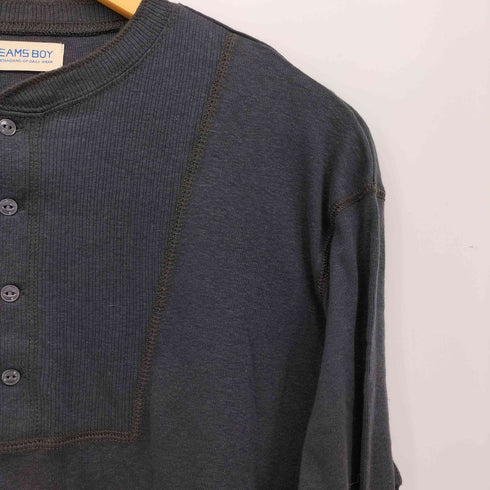 ビームスボーイ BEAMS BOY リブ スウィッチ ヘンリーネック ロングスリーブ Tシャツ レディース
