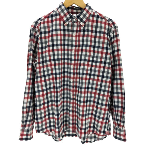 シップス SHIPS 播州織 フェザー ブロックチェック ボタンダウン ネルシャツ メンズ import:L