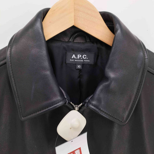 アーペーセー A.P.C. MOTO BLOUSON モトブルゾン シープレザー ジップアップ ジャケット メンズ import:XS