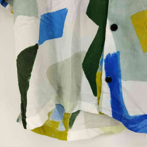 ザラ ZARA 幾何学 S/S オープンカラーシャツ メンズ US XL