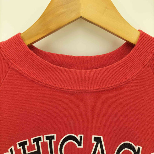 80-90s USA製 JERZEES ボディ CHICAGO バスケットボール チーム ロゴ プリント クルーネック ラグラン スウェット メンズ import:L