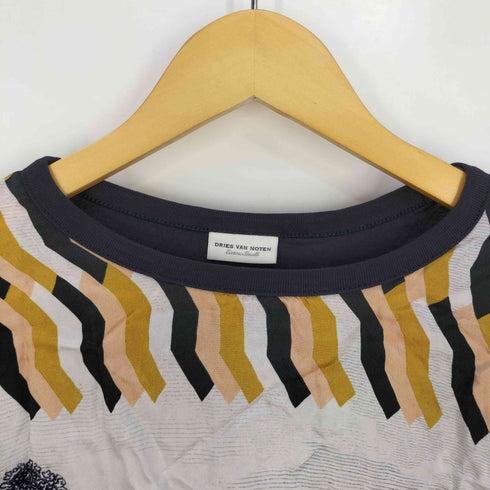 ドリスヴァンノッテン DRIES VAN NOTEN フロントプリント 切替 コットンビスコース ロングスリーブTシャツ レディース import:XS