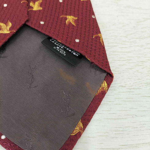イヴサンローラン Yves Saint Laurent 白鳥 総柄 シルク ネクタイ メンズ