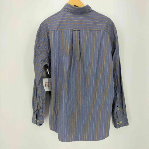 ノーティカ NAUTICA SANDED POPLIN ロゴ 刺繍 ストライプ BD L/S シャツ メンズ import:L