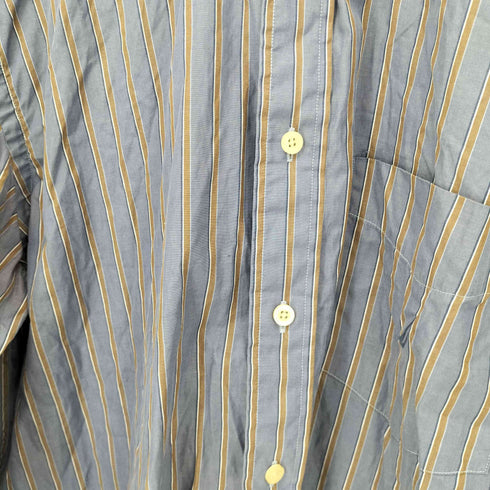 ノーティカ NAUTICA SANDED POPLIN ロゴ 刺繍 ストライプ BD L/S シャツ メンズ import:L