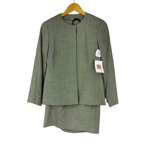 マックスマーラ MAX MARA イタリア製 白タグ シルク混 ノーカラージャケット&スカート レディース 上:44 下:42