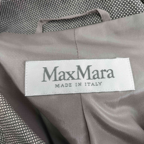 マックスマーラ MAX MARA イタリア製 白タグ シルク混 ノーカラージャケット&スカート レディース 上:44 下:42