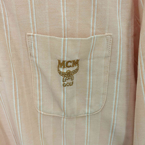エムシーエム MCM GOLF ロゴストライプポロシャツ ラガーシャツ メンズ import:L