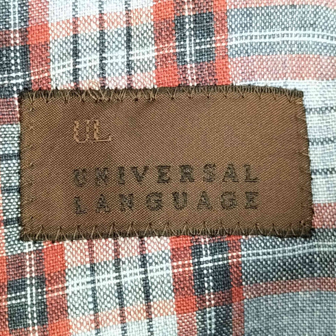 ユニバーサルランゲージ UNIVERSAL LANGUAGE イタリア製 LEOMASTER社製生地 リネン100 2B チェック テーラードジャケット メンズ 48-6Drop