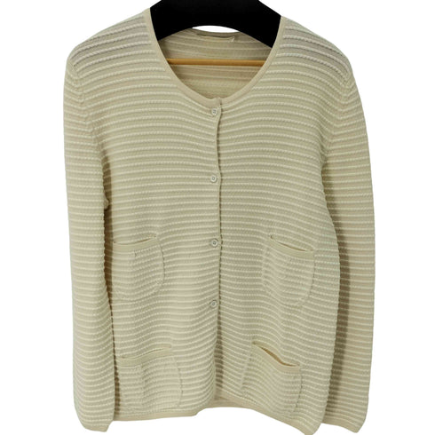 エスマックスマーラ S Max Mara フロントダブルポケット ボーダークルーネックカーディガン レディース import:L