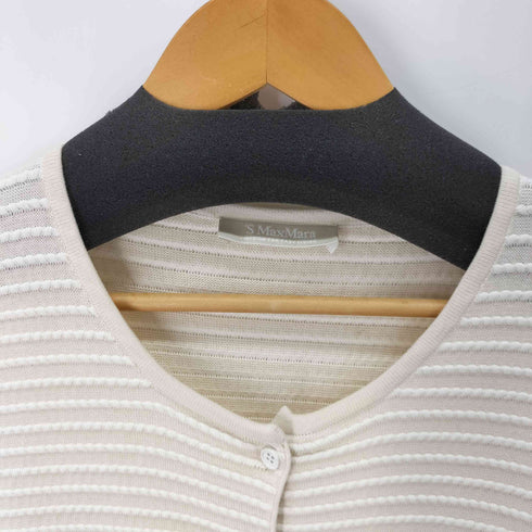 エスマックスマーラ S Max Mara フロントダブルポケット ボーダークルーネックカーディガン レディース import:L
