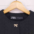 ザラ ZARA リボンスナップボタンデザインツイードジャケット レディース M