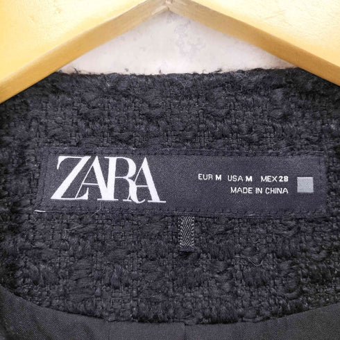 ザラ ZARA リボンスナップボタンデザインツイードジャケット レディース M