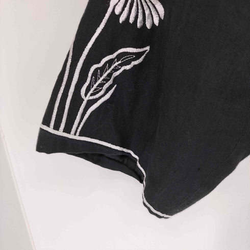 ANNE CARSON 花柄刺繍 リネンジャケット レディース 2X